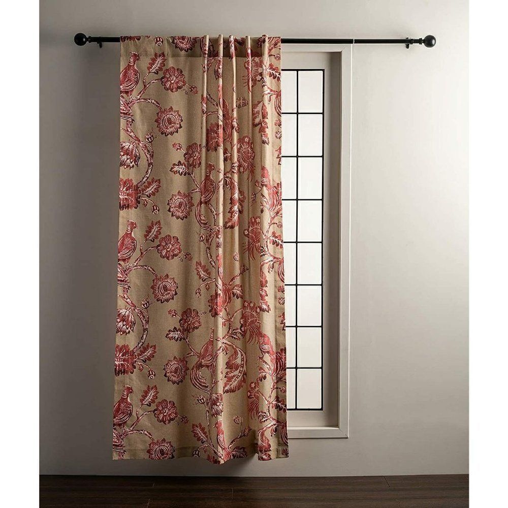Maison d' Hermine Bowral 100% Cotton‎ Tan and Terracotta Curtain 50"-84"